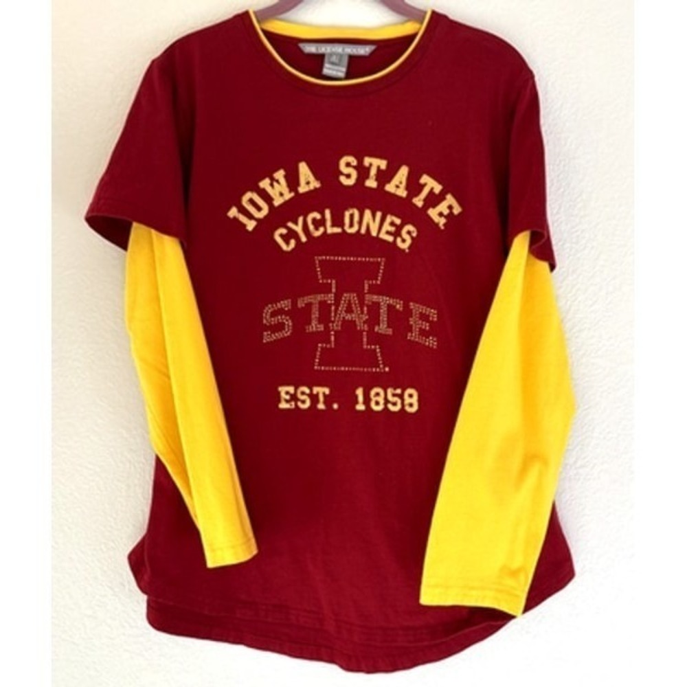 Iowa State long sleeve t-shirt Size L creative apparel women crimson and gold